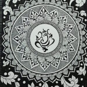 mandala art of ganesha in black floral