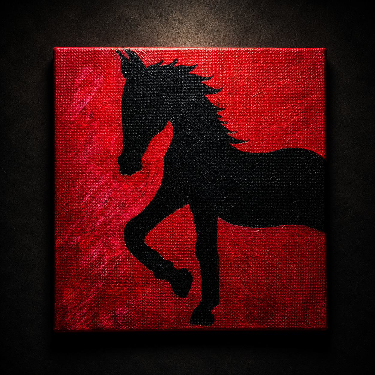 Black Horse – Red & Black Canvas Art